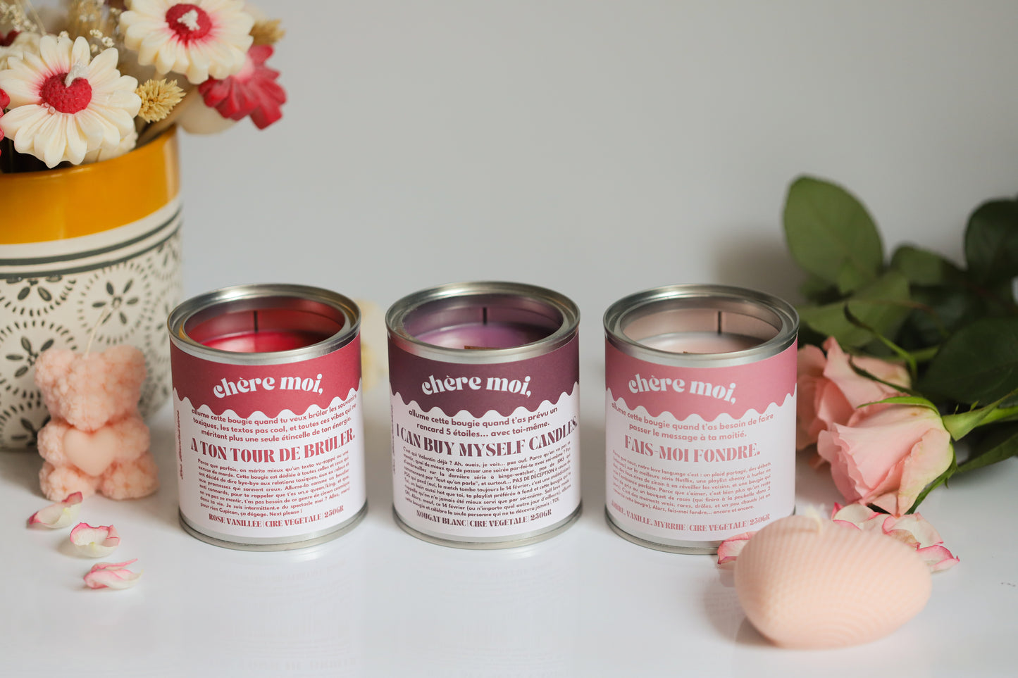 Bougie "A ton tour de brûler" | Bougie Saint-Valentin | Rose vanillée