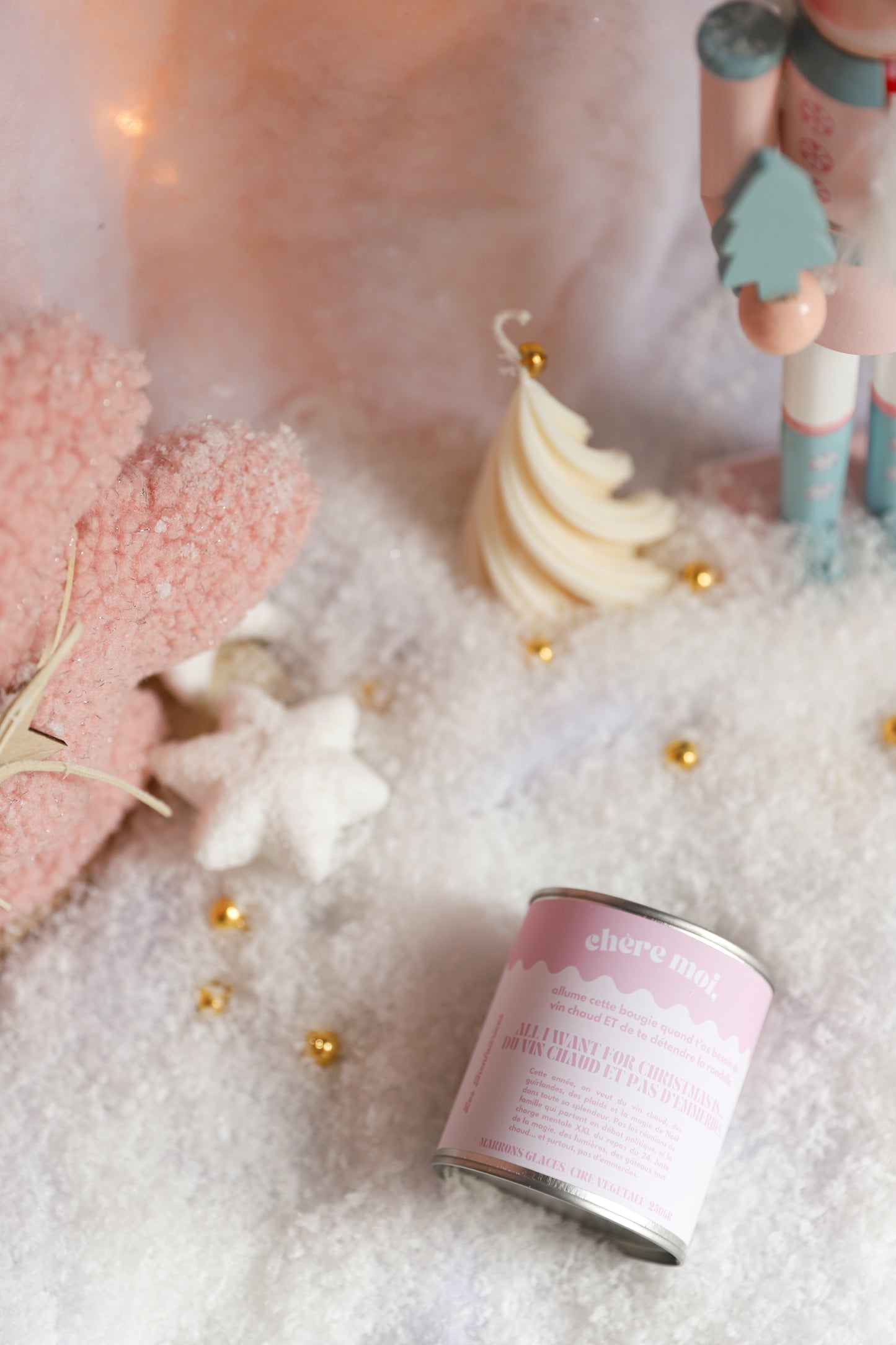 Bougie fun "All I want for Christmas is... du vin chaud et pas d'emmerdes" | Bougie collection Noël | Marron glacé