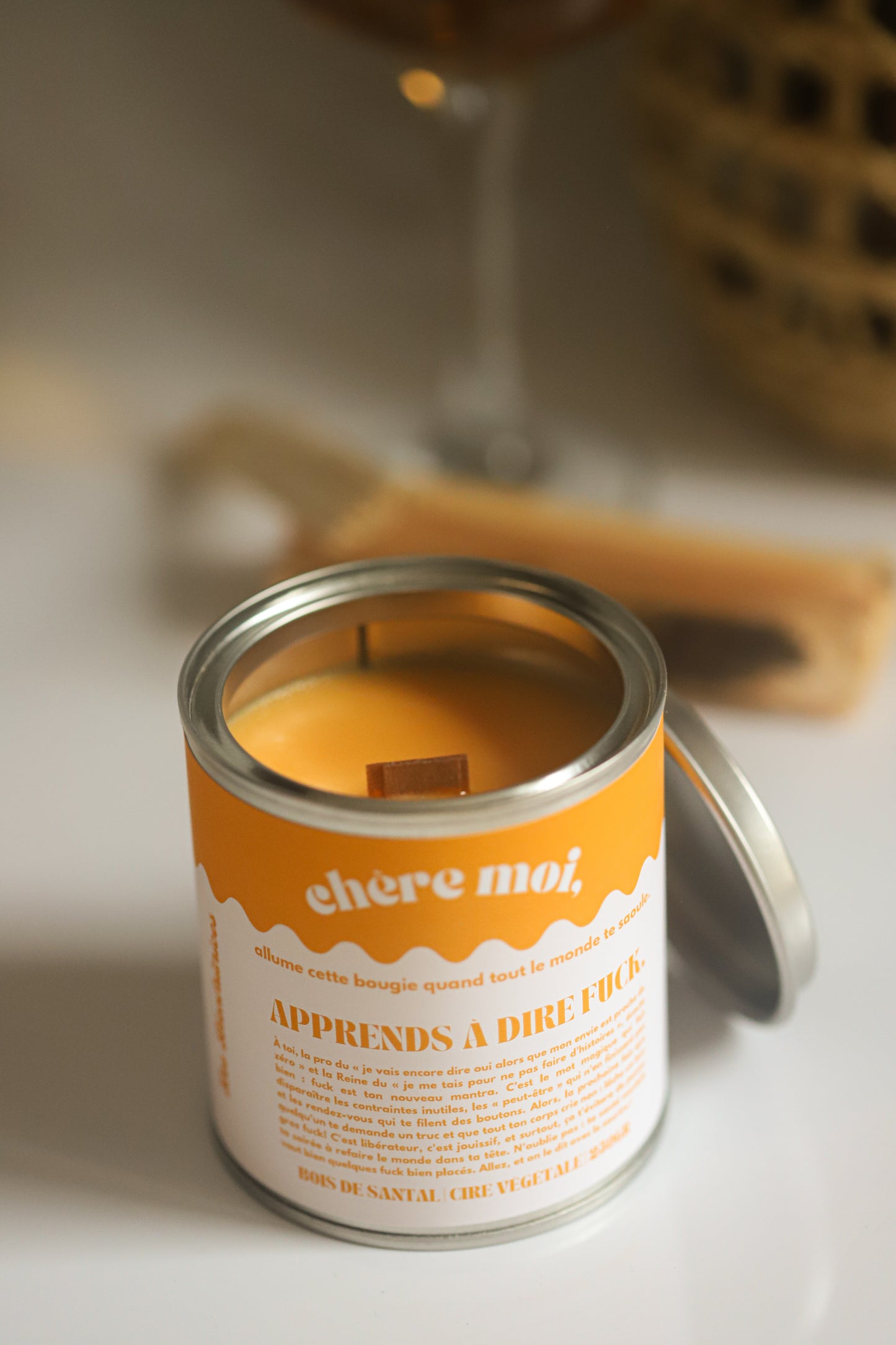 Bougie Apprends à dire fuck | Bougie affirmation de soi | Bois de santal