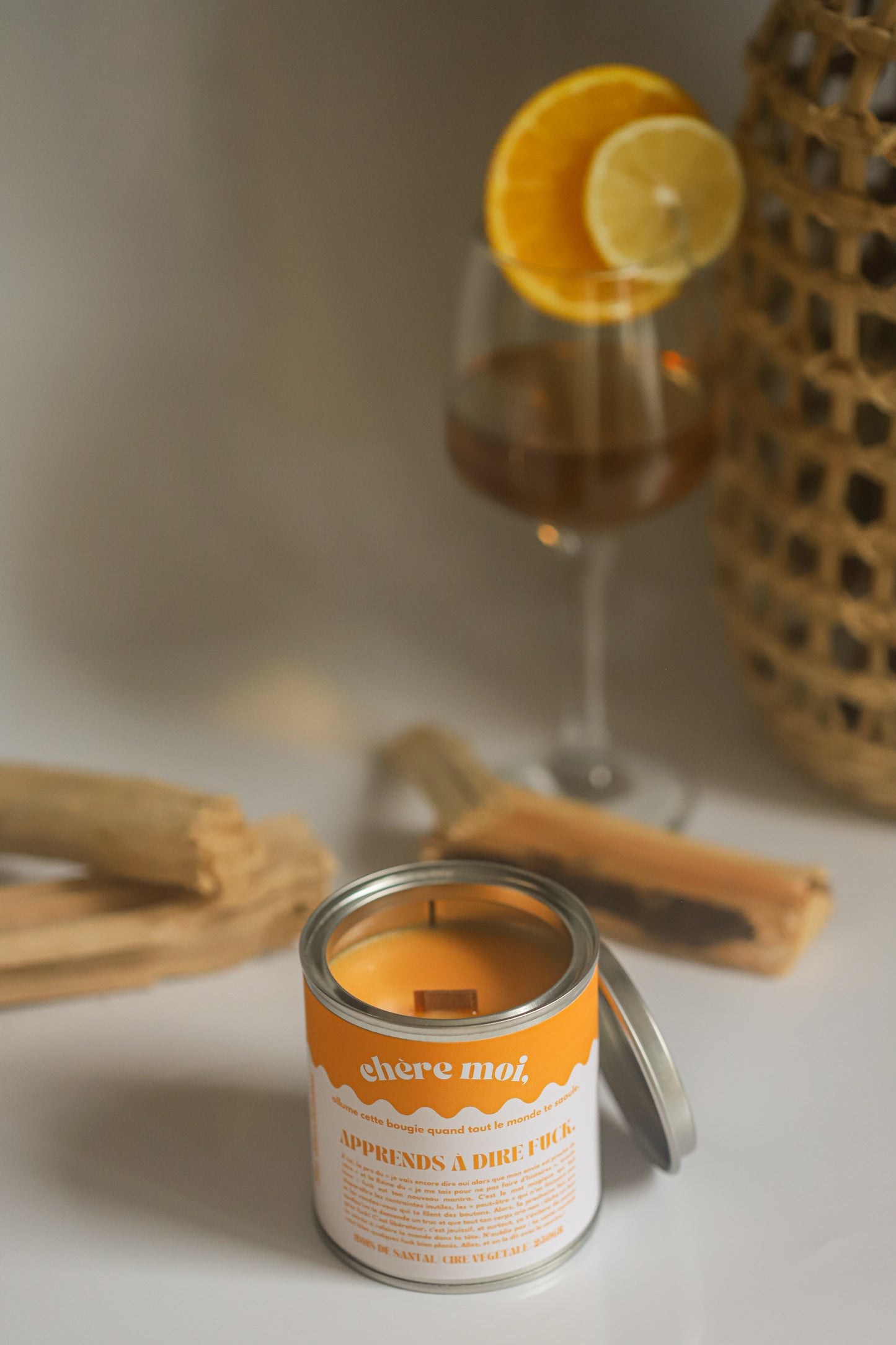 Bougie Apprends à dire fuck | Bougie affirmation de soi | Bois de santal