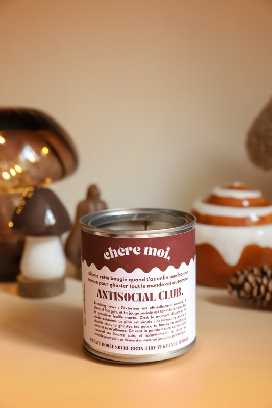 Bougie Antisocial Club | Bougie Automne | Patate douce sucre brun