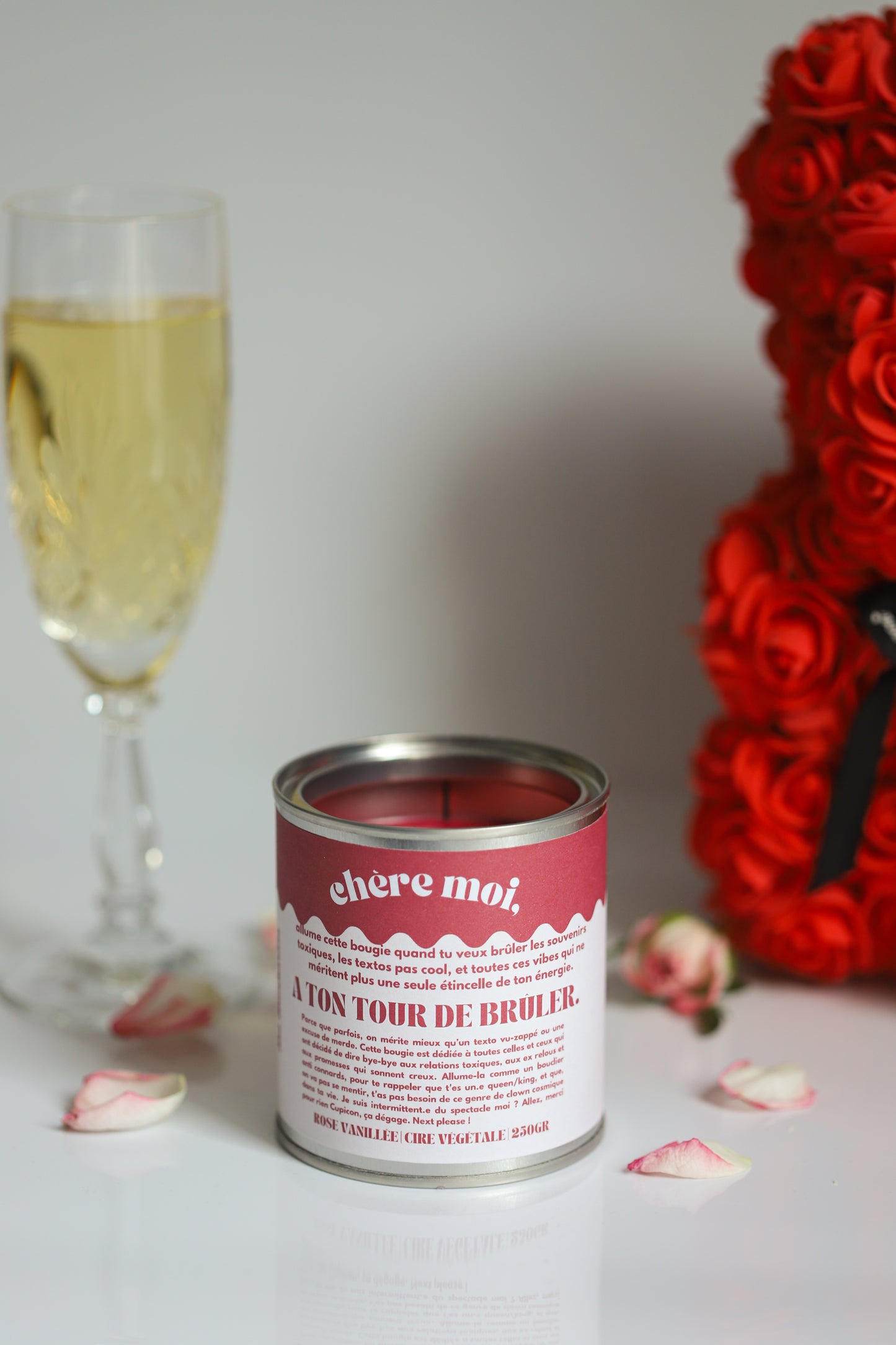 Bougie "A ton tour de brûler" | Bougie Saint-Valentin | Rose vanillée