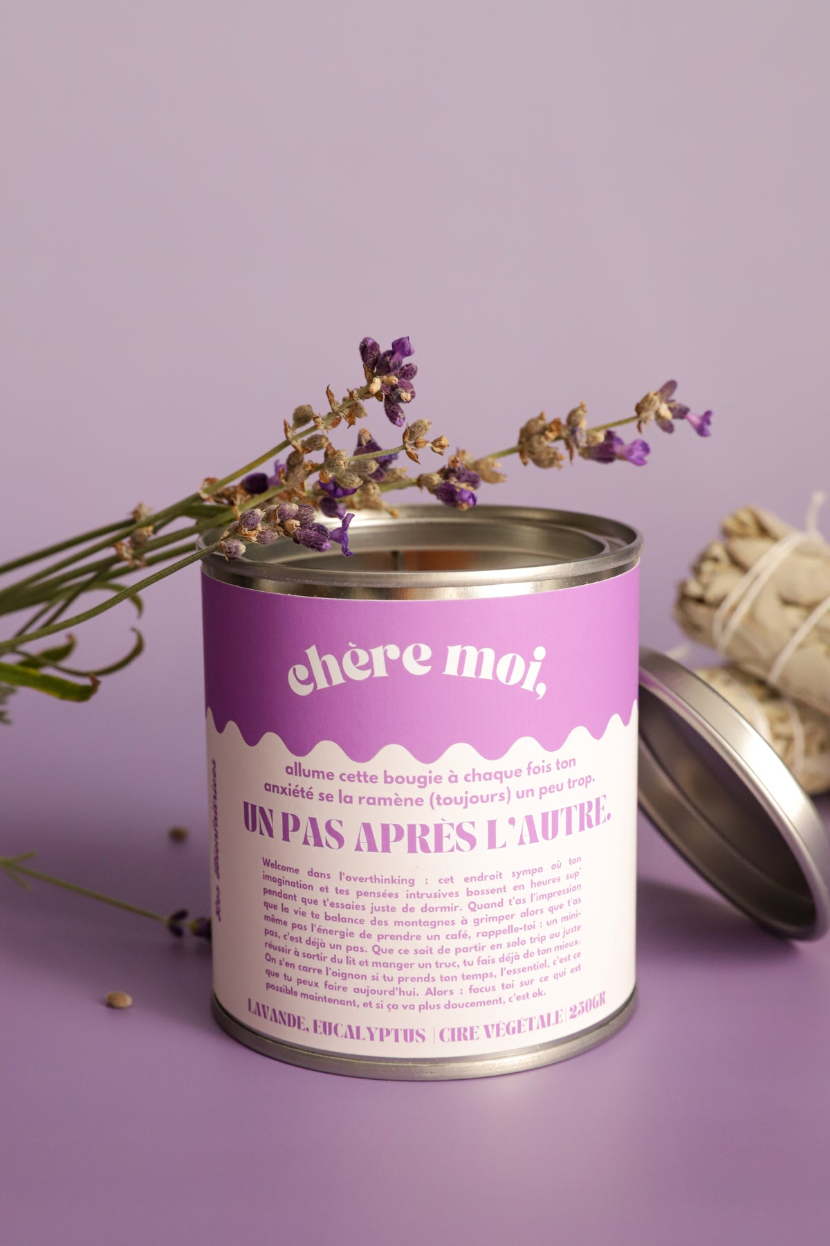 Bougie Un pas après l'autre | Bougie anxiété | Lavande, eucalyptus