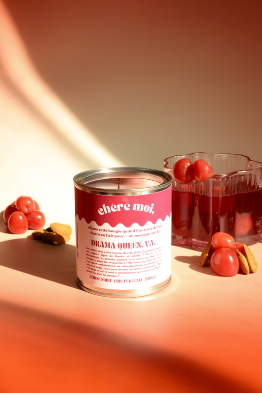 Bougie Drama Queen, va | Bougie good vibes | Cerise noire