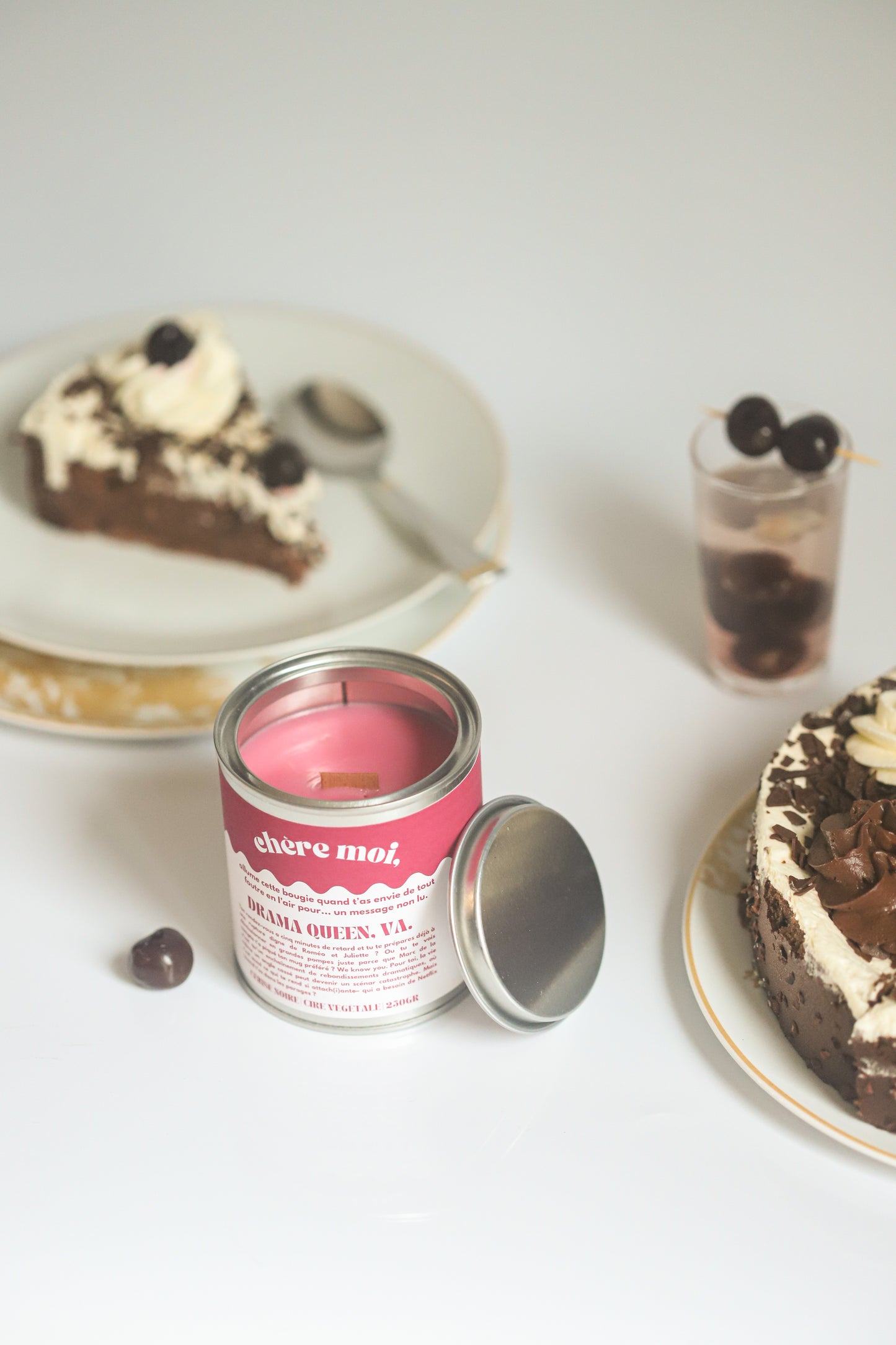 Bougie Drama Queen, va | Bougie good vibes | Cerise noire