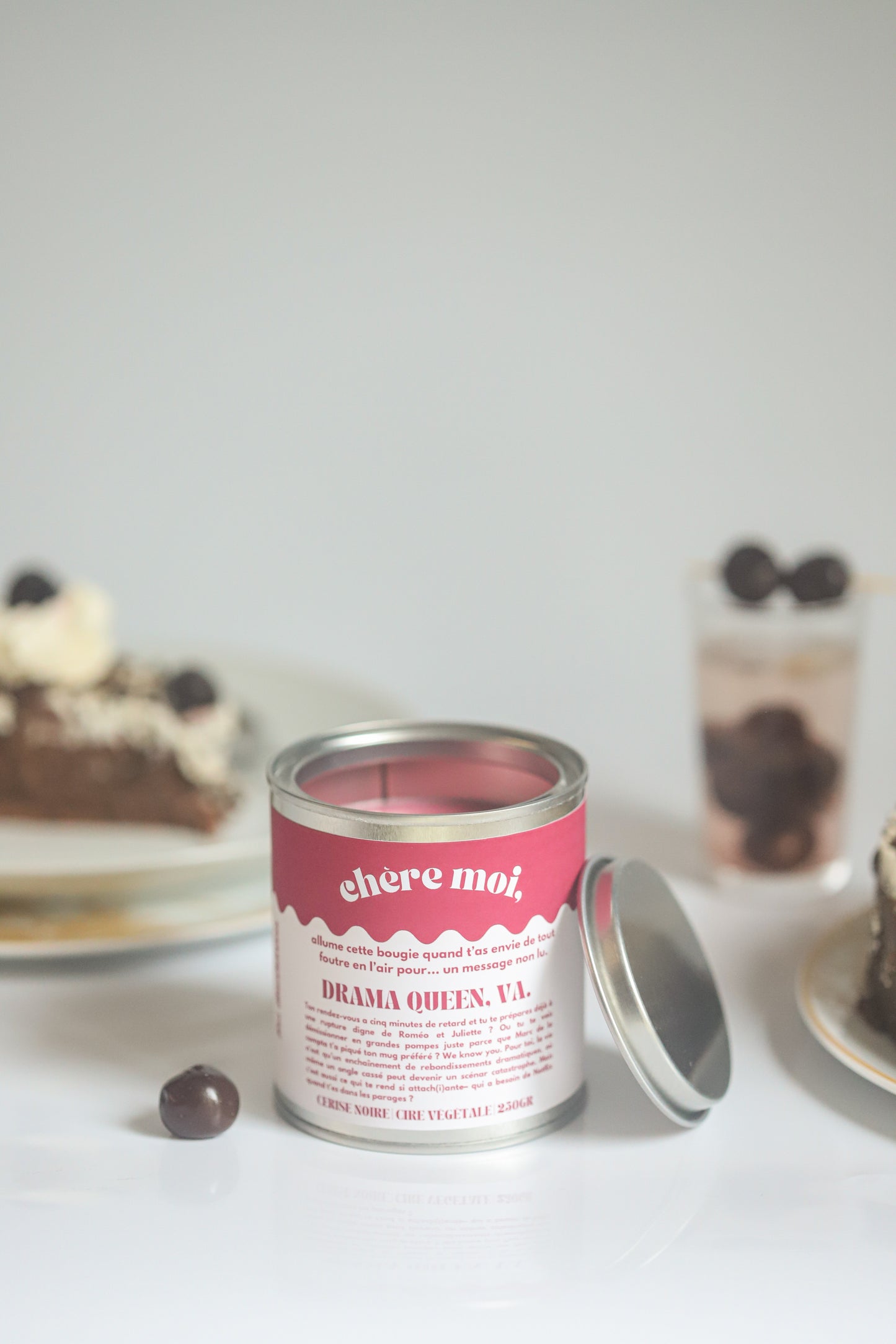 Bougie Drama Queen, va | Bougie good vibes | Cerise noire