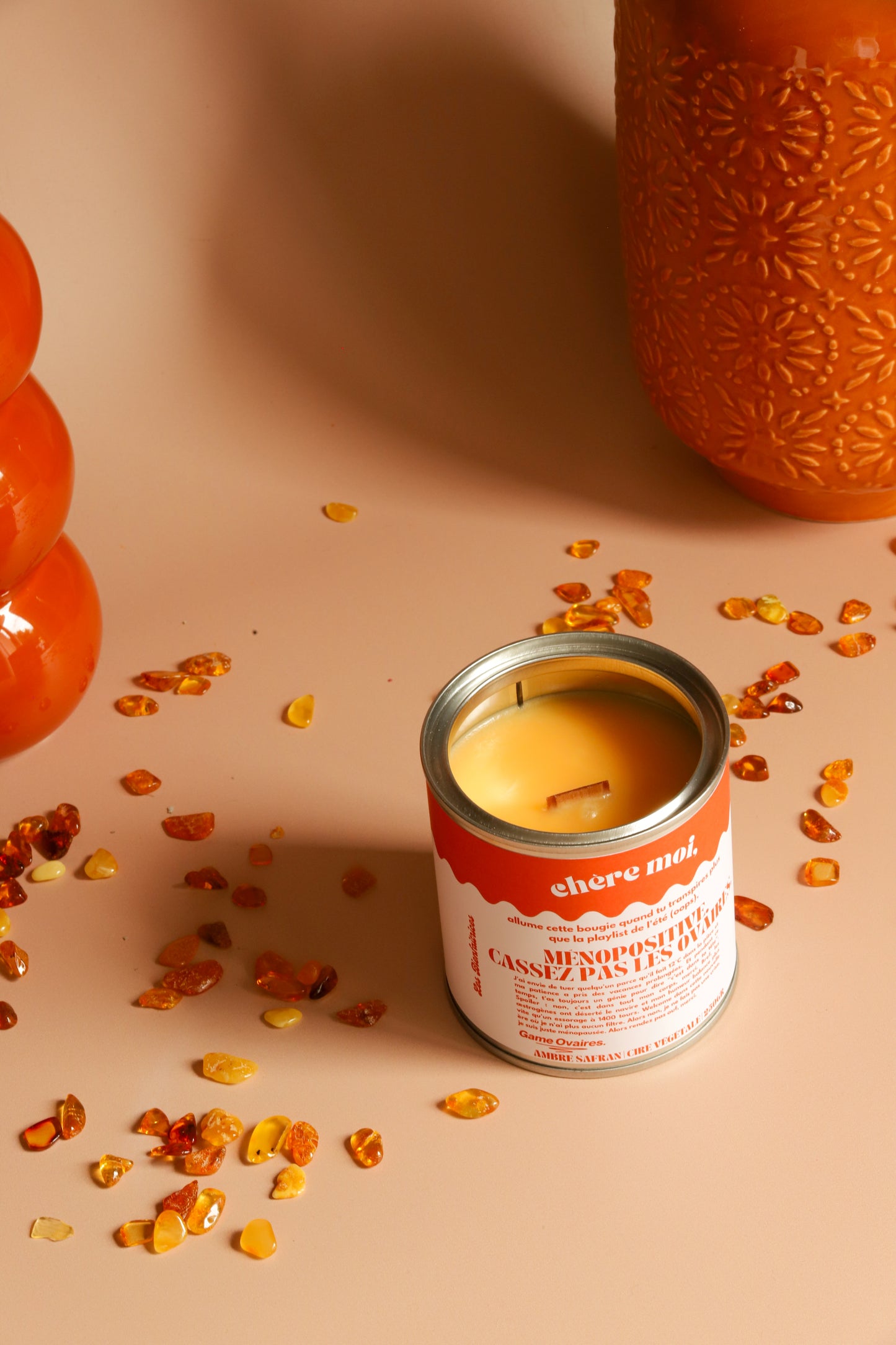 Bougie Ménopositive, cassez pas les ovaires | Bougie ménopause | Ambre, safran
