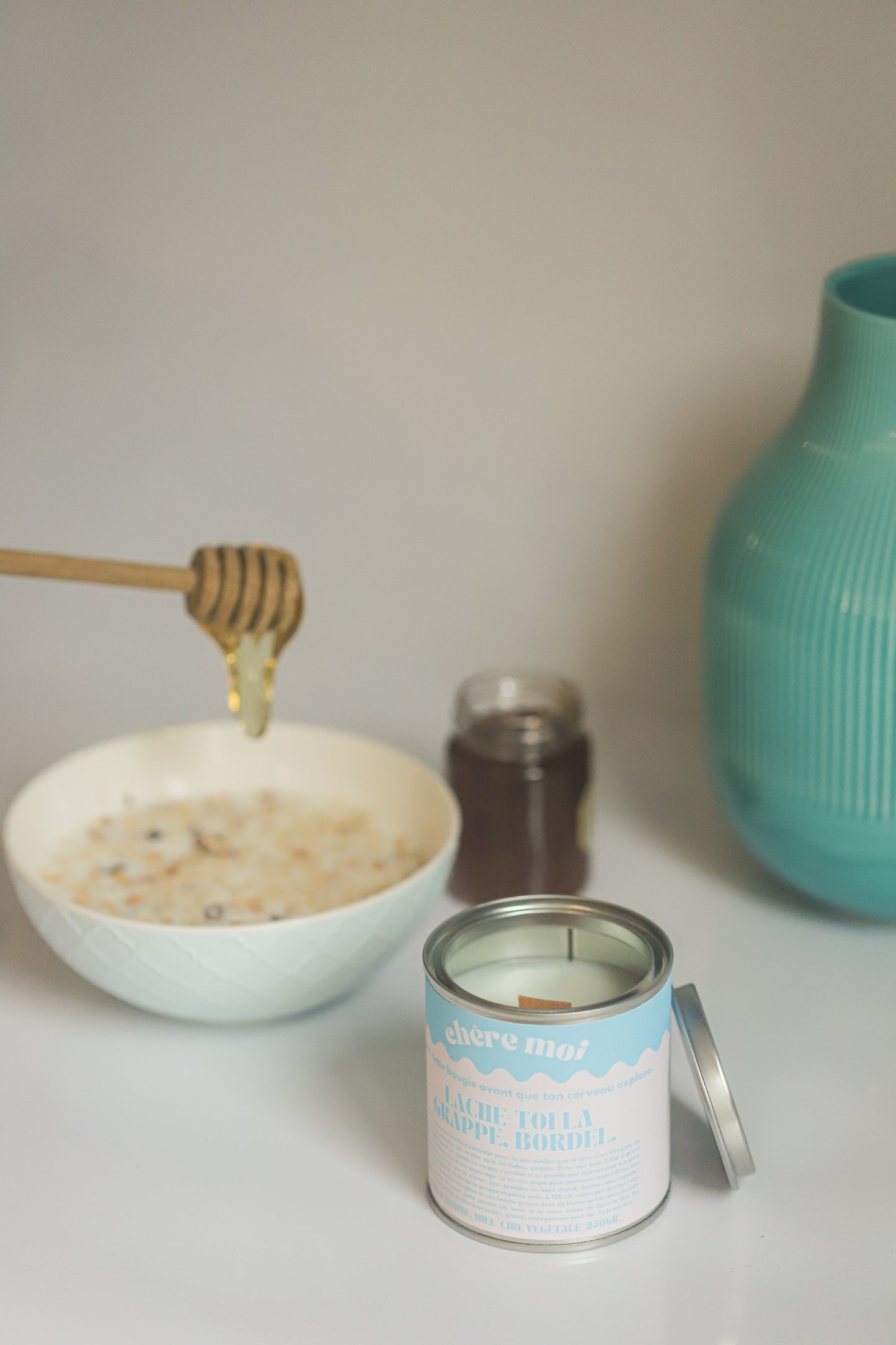 Bougie Lâche-toi la grappe, bordel | Bougie lâcher-prise | Lait d'avoine, miel