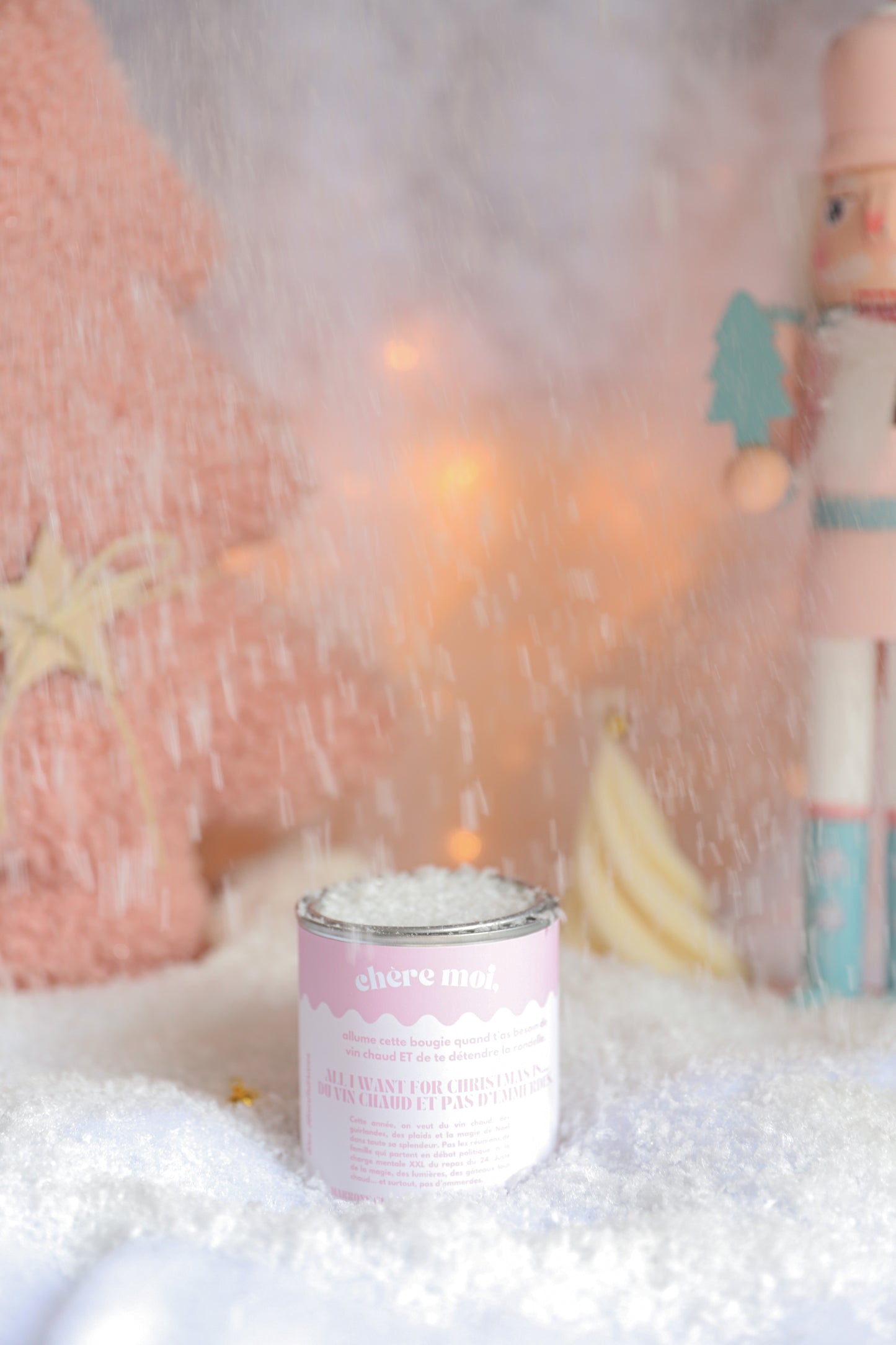 Bougie fun "All I want for Christmas is... du vin chaud et pas d'emmerdes" | Bougie collection Noël | Marron glacé