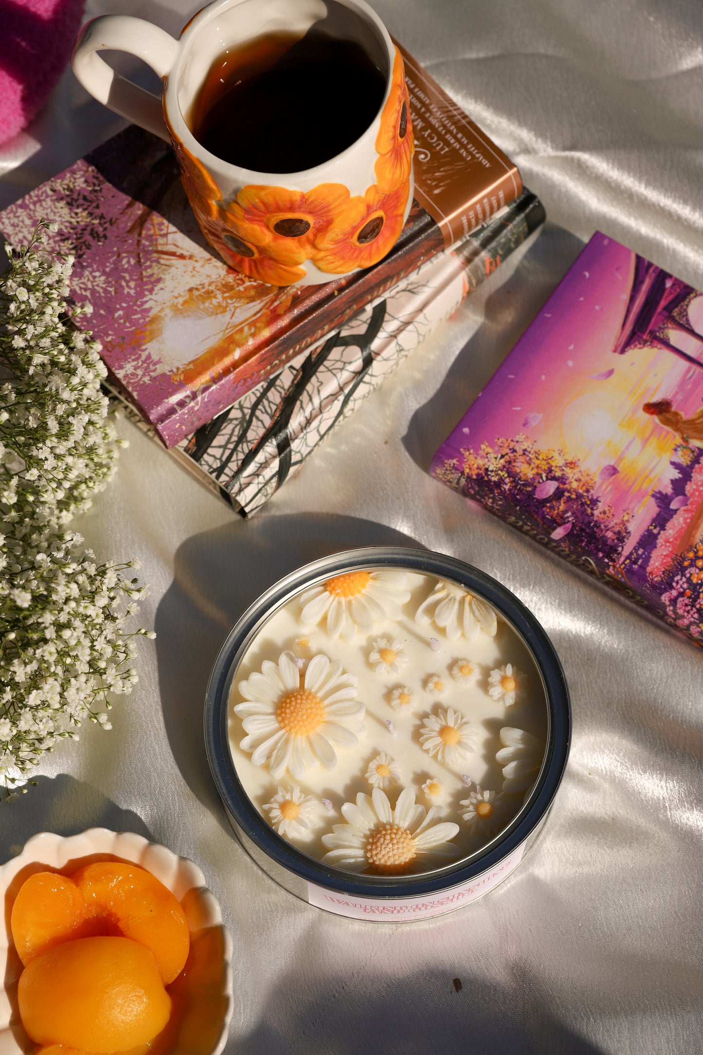 Bougie XXL décorations fleuries | Bougie printemps