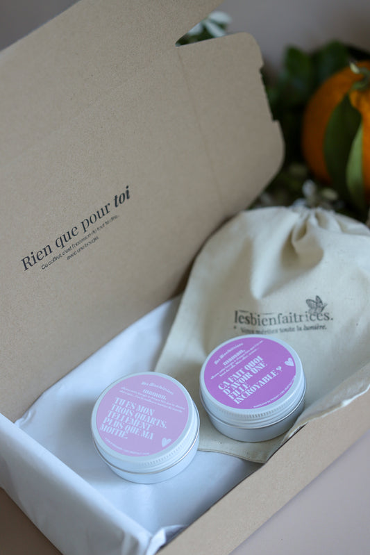 Coffret fête des mères - baby bougies 50gr | Deux mini bougies, fleur d'oranger & madeleine de Proust