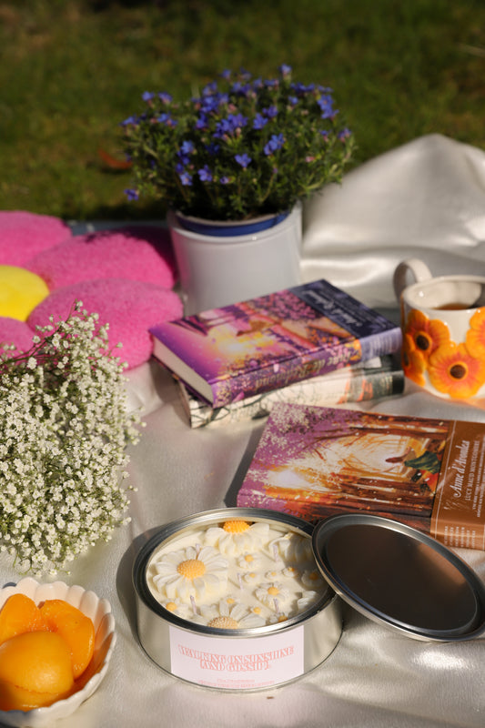 Bougie XXL décorations fleuries | Bougie printemps